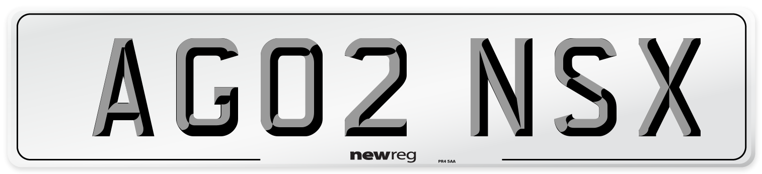 AG02 NSX Number Plate from New Reg